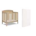 Graco Benton 4-in-1 Convertible Mini Crib with Bonus Crib Mattress GREENGUARD Gold Certified, 2.75-Inch Mattress Included, Baby Crib Converts to Twin Bed, Ideal for Small Spaces (Driftwood)