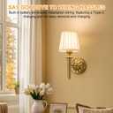 Rechargeable Wall Sconces Set of 2, 5200mAh Battery Operated Wall Lamps with Remote, Vintage Fabric Sconce, Wireless Renter Friendly Wall Lamp for Bedroom, Living Room, Modern Cordless Night Lighting