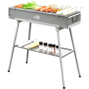 Charcoal Grills Commercial Quality Portable Multiple Size Hibachi BBQ Lamb Skewer Folded Camping Barbecue Grill for Garden Backyard Party Picnic Travel Outdoor Cooking Use, 39,4×7,1×5,1 inch