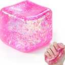 3 Pcs Swirl Ice Cube Bulk Stress Cube for Adults Anxiety Relief Soft Squeeze Sensory Square Ball for Prizes Goodie Bag Party Favors (Light Pink)