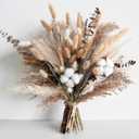 Natural Dried Flower Bouquet - Pampas Grass, Cotton Stems, Bunny Tails, Eucalyptus, Lavender & Wheat - Rustic Boho Decor for Home, Fall Decorations for Home, Wedding, or Gift