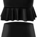 GINKANA Maternity Bikini Two Piece Swimsuits Ruffle High Waisted Maternity Bathing Suit Summer Pregnancy Swimwear (Medium, Black)
