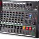 Audio Mixer 8 Channel, Professional Music Sound Mixer Board with 48V Phantom Power, Digital DJ Mixing Console with Reverb USB Port Bluetooth for Recording Karaoke Podcasting