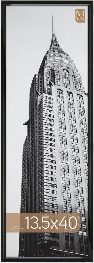 MCS Trendsetter 13.5x40 Poster Frame Black High-Gloss, Vertical & Horizontal Wall Hanging Large Picture Frame for Photos, Posters & Art Prints (1-Pack)