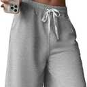 SHENHE Women's Wide Leg Sweat Shorts Drawstring Casual Lounge Sports Knee Length Bermuda Shorts, Size Small