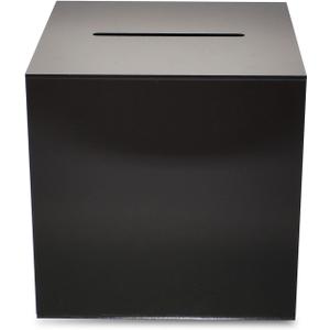 Source One Premium Acrylic Cube Donation Box with Deluxe Rear Open Door and Cam Lock Suggestion Box (12 Inch, Black)