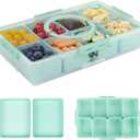 Snackle Box Container - 10 Compartments Including 2 XL, Dishwasher & Microwave Safe, Divided Serving Tray with Lid and Handle, BPA-Free, snack box (1 PCS, Green, 1 Box with 2 XL Compartments)