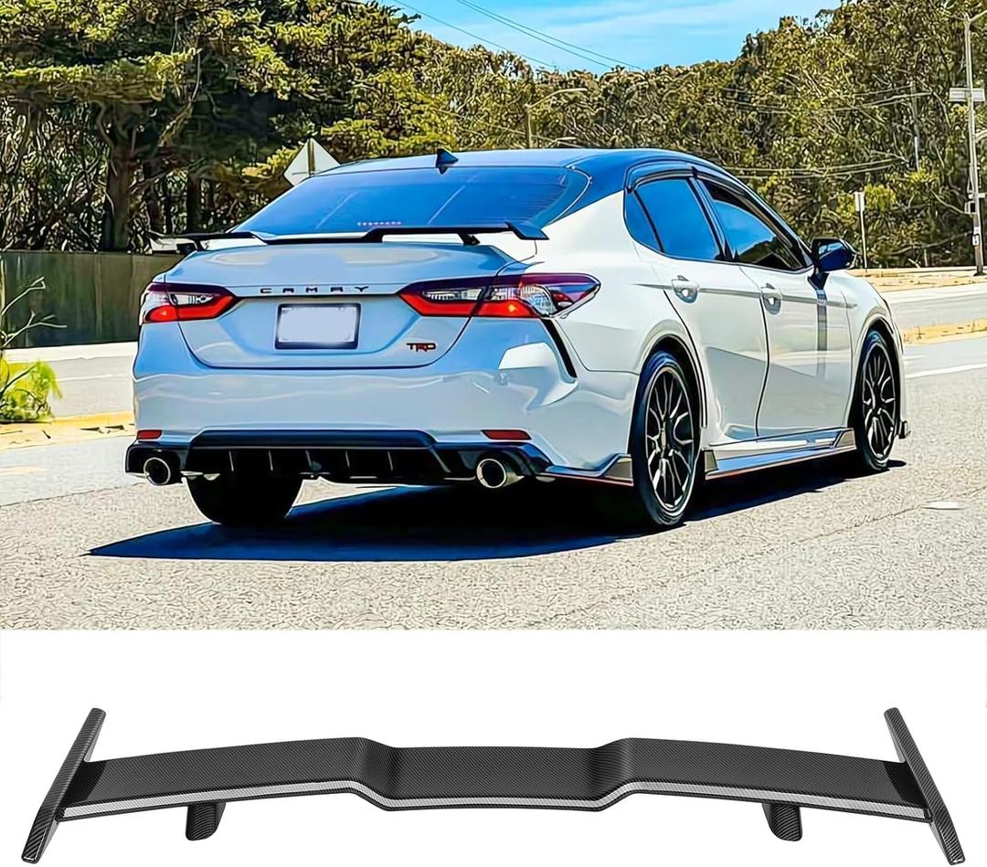 JMTBNO 57 Inch Universal Rear Spoiler Wing,Carbon Fiber Car Wing Trunk Spoiler Aleron Trasero Compatible with 2018-2022 8th Gen Camry LE SE XLE XSE TRD 2018-2022 10th Gen Honda Accord