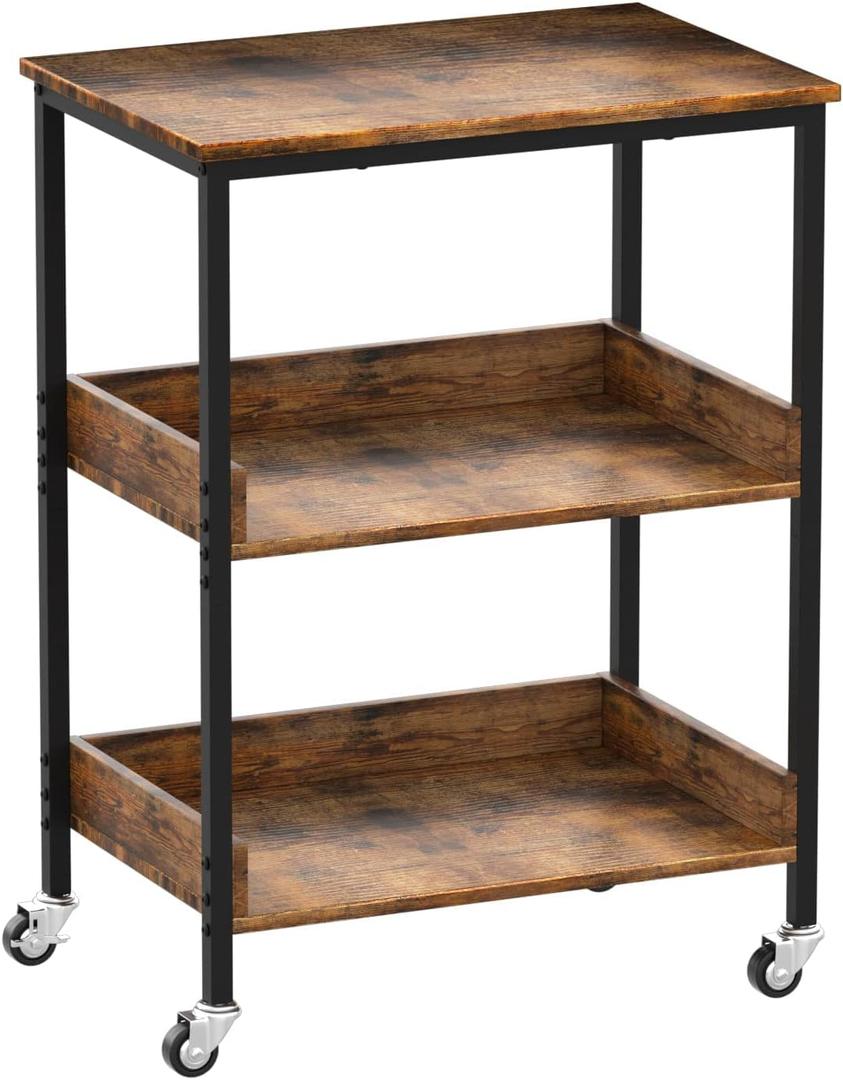 Kitchen Microwave Cart, 3 Tier Rolling Utility Cart on Wheels Coffee Cart, Storage Islands for Living and Kitchen Room (Upgrade 31.4-Inch)