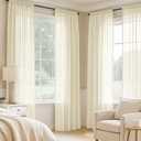MIULEE Light Cream Sheer Curtains 84 Inches Long, 4 Panels Set, Light Filtering Rod Pocket Voile Drapes for Living Room and Bedroom, Airy Soft Fabric Window Treatments, 42 x 84 Inches