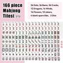 American Mahjong Tile Set, 166 White Mahjong Tiles 1.2 inch with Carrying Bag and 3 Dices, Portable Cute Mahjong Game for Travel, Family Game Night