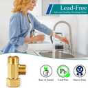 Water Line Adapter Splitter Tee Valve - Brass Dishwasher Toilet Supply Line Connector with 3/8 T Compression Fittings(3/8"-3/8"-3/8", 1 PCS)