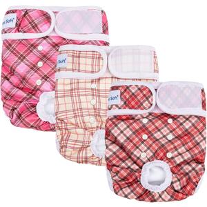 Pet Soft Female Dog Diapers, 3 Pack Washable Dog Diapers for Dogs in Heat, Reusable Dogs Period Panties, Puppy Diapers Female (Stripe, XL)