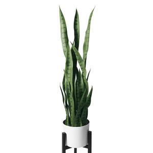flybold Artificial Fake Snake Plants - Faux Indoor Plant - Modern Decor Artificial House Plants - Large Faux Sansevieria Plant with 28 Tall Leaves - Includes White Pot and Tripod - Green - 36in