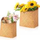 Boao 2 Pack Hanging Basket for Front Door Seagrass Wall Basket Hand Woven Different Sizes to Hold Flowers and Mail Wall Mounted Racks Storage Organize for Home Garden Farmhouse (Natural Color)