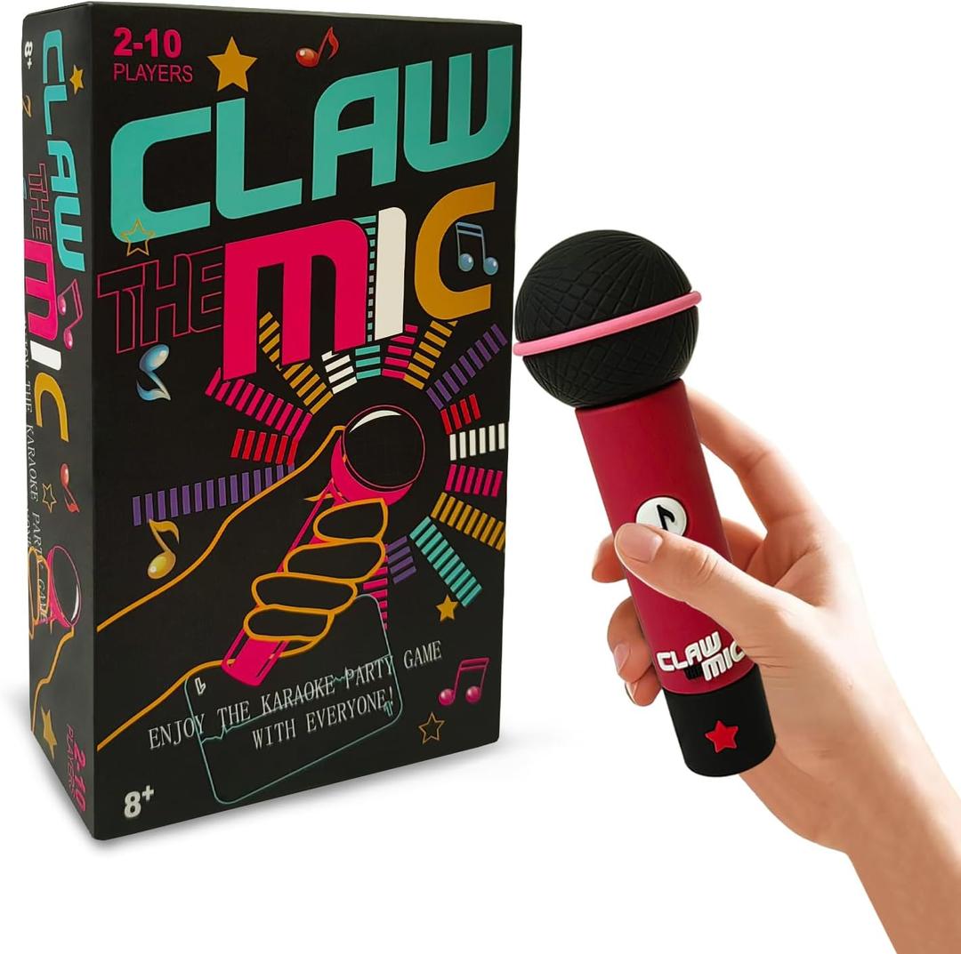 Mic Karaoke Party Game, Family Microphone Music Card Game, 8+ Year Olds, 2-10 Players, Family Games for Bad Singers with 250 Song Lyrics, Kids Gift for Music Lovers