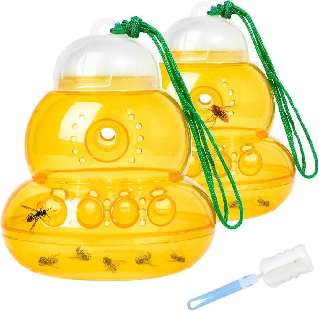 2 Pack Wasp Traps Outdoor Hanging Yellow Jacket Trap Carpenter Bee Traps for Outside, Hornet Trap Plastic Bee Catcher Wasp Killers for Garden Farm