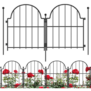 Garden Fence, 17 in(H) x 21 ft(L) Arched Rustproof Metal No Dig Fence Garden Fence Border, Ground Stake Animal Barrier Fence for Rabbit Dog, Outdoor Landscape Decor for Yard & Patio,19 Pack