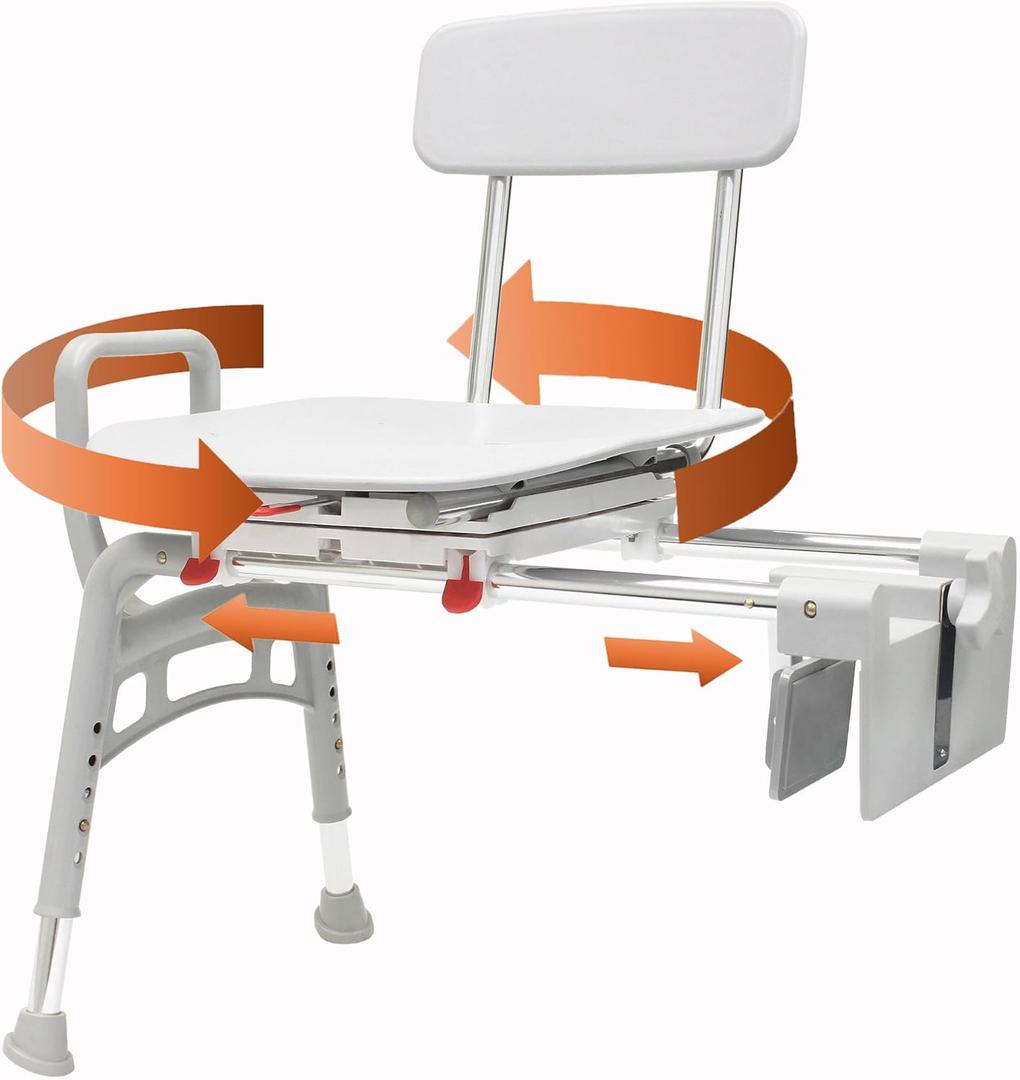 Eagle Health Supplies Tub-Mount Swivel Transfer Bench, Weight Capacity 350 LBs, for Safety Shower, for Elderly & Disabled (78768)