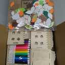 12 Sets Thanksgiving Wooden Houses Craft Harvest Graffiti Turkey House Pumpkin Maple Leave DIY Table Decor 12 DIY Unfinished Craft Kit 12 Watercolor Pens 100 Foam Stickers