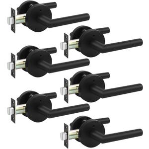Haidms Black Door Handles Interior, Privacy Interior Door Handles, Black Indoor Door Levers for Bathroom, Bedroom, Zinc Alloy, 6 Pack