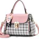 Xiaoyu Small Purses and Handbags for Women Fashion Teenage Girls Crossbody Bag Lightweight Shoulder Bag Plaid Pattern Satchel (Pink)
