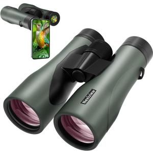 15x52 HD Binoculars for Adults High Powered - Large & Bright View, Lightweight, IPX7 Waterproof-Binoculars for Hunting Bird Watching Travel,Hiking, Travel, Cruise, Sports with Phone Adapter