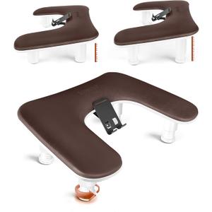 JODSONE U-Shaped Brown Arm Rest for Nails Tech with Rotating 360Built-In Phone Holder and Adjustable Nail Arm Rest Detachable Manicure Hand Rest for Salon Design