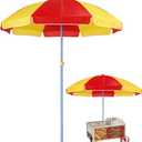 6.5ft Commercial Hot Dog Cart Umbrella, 7.5ft High Pole UV Blocking Waterproof Canopy for Outdoor Food Truck Mobile Vendors Catering Stand(Red and Yellow), Small