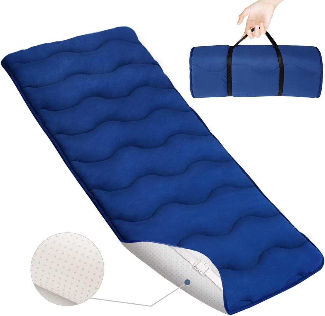 Cot Mattress Pad, 30"x75" Quilted Foam Camping Cot Mattress Topper with Anti-Slip Bottom, Breathable & Comfortable Cot Pads for Camping/Rv Bunk/Narrow Twin Beds, Sleeping Cot Mattress Pad Only (navy)