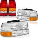 Headlights and Taillights Assembly Combo Kit for 1999 2000 2001 2002 Chevy Silverado 1500 2500 HD Head/Rear Brake Tail Lights Lamps Replacement Driver and Passenger Side (LH RH),OEM Factory Style