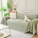 DREAMINGO Sofa Covers Washable Thick Chenille Couch Cover for 3 Cushion Couch Sofa Multi-Use Couch Cover Blanket Modern Pet Furniture Protector Sectional Couch Slipcover 71"x134", Sage Green (A5# Sage Green(fringed Edge))