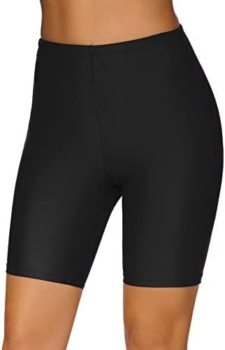 Lecieldusoir Women's Swim Shorts High Waisted Board Shorts UPF 50+ Bathing Trunks Swimsuit Boyshorts Bottoms, Size Large