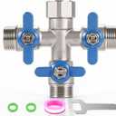 304 Stainless Steel 3 Way Hose Splitter Heavy Duty, Full Flow Garden Hose Splitter with metal Long Handle,Lead-free,3/4 Inch GHT Thread Water Hose Connector For Outdoor Spigot Faucet