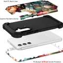 PIXIU Unique Flower Pattern Compatible with Samsung Galaxy S24 FE case, Heavy Duty Dual Layer Shockproof Full-Body Protective Sturdy Hybrid Cute Rugged Case for Women,Girls,Kids-Black Floral