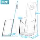 Viymgit Brochure Holder Stand, 2 Pack 4 inches Acrylic Pamphlet Display Stand Wall Mount/Countertop, Clear Plastic Trifold Rack Card Holder for Organizer Flyer, Leaflets, Document, Literature