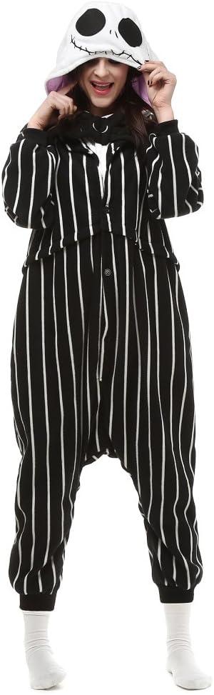 Jack Skellington Onesie Costume for Adult Women and Men. (Small, Black)