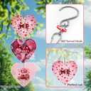 Wind Spinners Outdoor Bird Repeller, Valentine's Day Red Hearts Hanging, 15 inches, Kinetic, Stainless-Steel Metal, Indoor and Outdoor Decoration for Garden, Patio, Yard, Gift for Women Mom Wife.