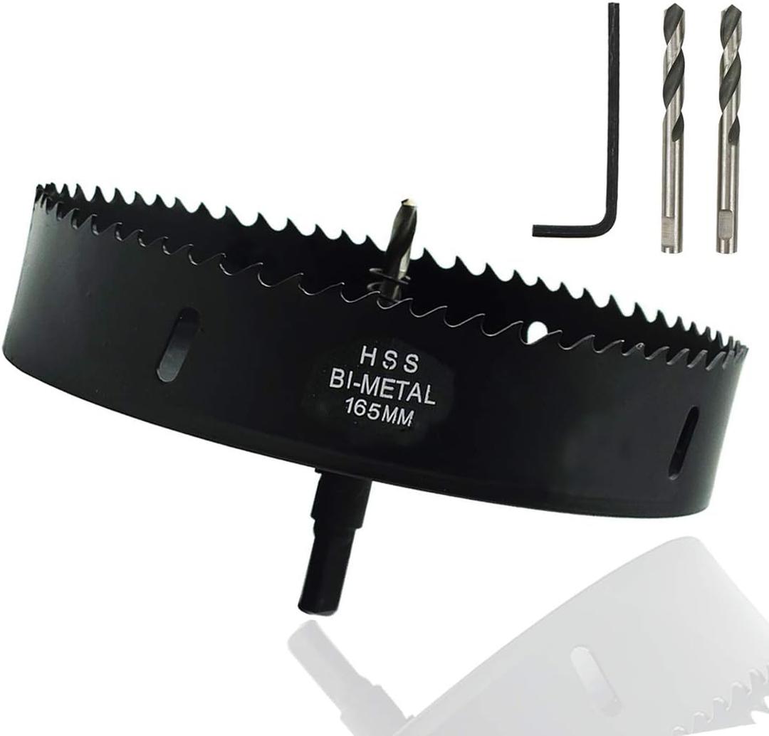 6.5" Hole Saw Bi-Metal Hole Saw Drill Bit Drilling Tool for Wood Material (Black)