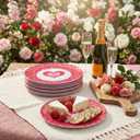 Yinshine Melamine Plates Set for Holiday10 Inch Melamine Dinner Plate Set6 PCS Dinner Dishes Set, Dishwasher Safe,Unbreakable,LightweightPink Heart Design