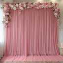 2 10ft x 10ft Dusty Rose Backdrop Curtains, Wrinkle-Free Sheer Chiffon Fabric Photo Backdrop Drapes for Wedding Arch Party Ceremony Stage Photography Birthday Decorations