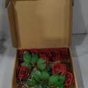 AmyHomie Artificial Flower Dark Red Rose 9 pcs Real Looking Fake Roses w/Stem for DIY Wedding Bouquets Centerpieces Arrangements Party Baby Shower Valentines Day Christmas Tree Decorations