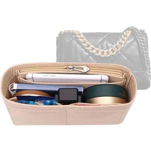 Lckaey Purse Organizer Insert for 19 Flap Bag Large bag Organizer with Side Zipper Pocket 1016beige-M