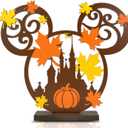 Haimimall Fall Decorations Thanksgiving Indoor Decorations Mouse Wooden Centerpiece for Table, Mouse Pumpkin Decorations for Home Fall Leaves Table Signs Fall Harvest Party Decoration