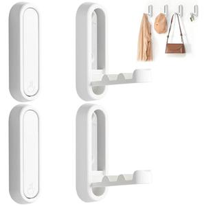Eptcp 4Pcs Foldable Wall Hooks, Zinc Alloy Folding Hook White, Heavy Duty Folding Coat Hooks Wall Mounted for Hanging Coat Towels Bags Keys (White, 4 Pack)