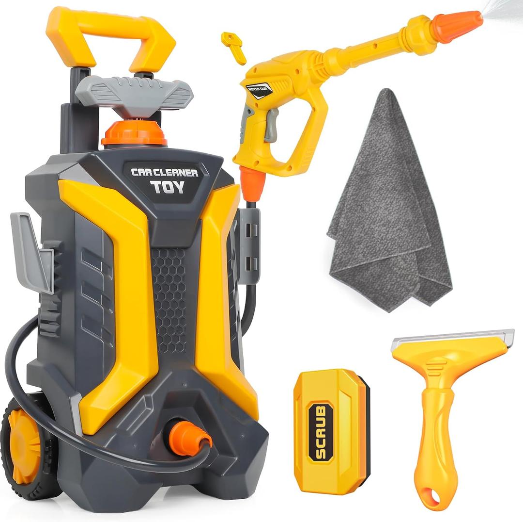 Toddler Outdoor Playset Kids Cleaning Car Toy with Real Spray Car Wash Water Gun for Kids 3+ Manual Pressure Washer Toy
