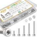 VGBUY 480pcs M4 Screws Assortment, M4 Screws (7 Sizes 6-30mm) for 3D Printer DIY, Hex Socket Head Cap Screw Bolts Nuts Washer Kit, 304 Stainless Steel, 6/8/12/16/20/25/30mm