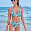 Jolefille Women High Waisted Bikini Sets-Tummy Control Swimsuit 2 Piece Bathing Suit Full Coverage Teens Underwire Top Floral (XL)
