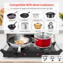 2000W Hot Plate Electric Stove, Portable Cooking Stove w/Cooling Handle, 5 Levels of Adjustable Temperature, Countertop Burners Dual Coil Burner for Home RV Camping, Fits All Cookware