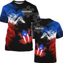 Men's Puerto Rico Flag T-Shirt 3D Frog Print Short Sleeve Shirt Novelty Casual Round Neck Top Unisex (M)